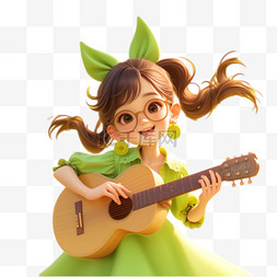 女孩弹吉他图片_潮酷女孩弹吉他人物IP形象图片