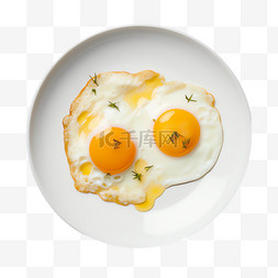 手绘火腿煎蛋图片_煎蛋食物元素立体免抠图案