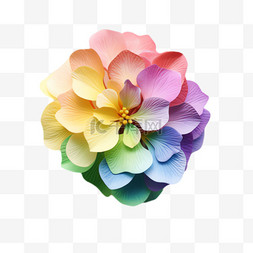 彩色绣球花元素立体免抠图案