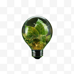 灯泡树叶元素立体免抠图案