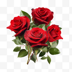 红玫瑰鲜花元素立体免抠图案