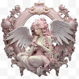 天使雕塑元素立体免抠图案