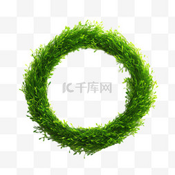 绿圆圈图片_绿草圆圈元素立体免抠图案