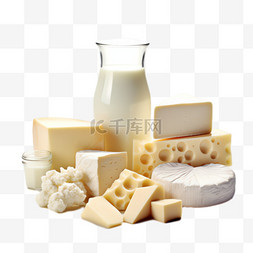 牛奶奶酪元素立体免抠图案