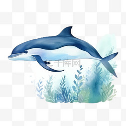 海洋海豚图片_海豚海洋元素立体免抠图案