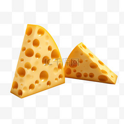立体奶酪图片_奶酪切块元素立体免抠图案
