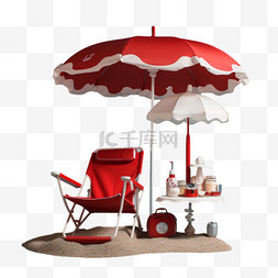 遮阳伞沙滩元素立体免抠图案
