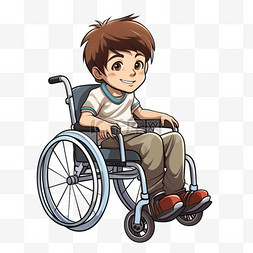 轮椅男孩图片_轮椅男孩元素立体免抠图案