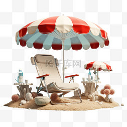 遮阳伞装饰图片_遮阳伞沙滩元素立体免抠图案