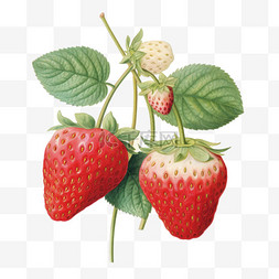 草莓水果元素立体免抠图案