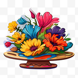 颜料花朵图片_颜料花朵元素立体免抠图案