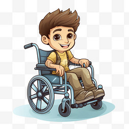 轮椅男孩图片_轮椅男孩元素立体免抠图案