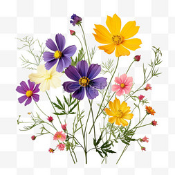 彩色写实图片_彩色花朵元素立体免抠图案