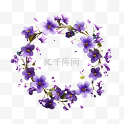 紫色花环图案图片_紫色花环元素立体免抠图案