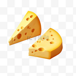 奶酪图片_奶酪切块元素立体免抠图案