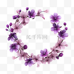 紫色花环图案图片_紫色花环元素立体免抠图案