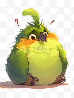 绿色可爱小鸟图片_多角度卡通可爱角色绿色3D小鸟套