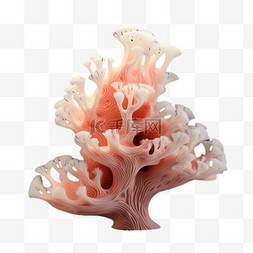 珊瑚立体图片_珊瑚海洋元素立体免抠图案