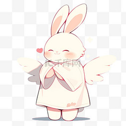 天使小图片_多角度卡通可爱角色粉色天使小兔
