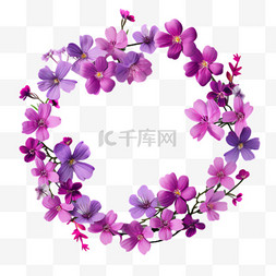 紫色花环元素立体免抠图案
