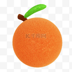 3D立体毛绒水果橙子免抠元素