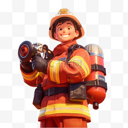 c4d消防员图片_五一劳动节消防员3D人物形象素材