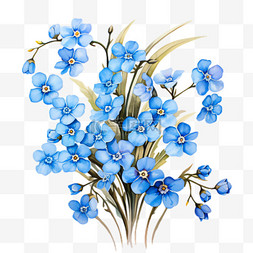 蓝色小花素材图片_蓝色小花元素立体免抠图案
