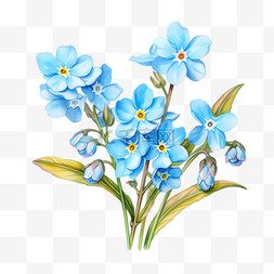 蓝色小花图片_蓝色小花元素立体免抠图案