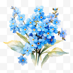 蓝色小花素材图片_蓝色小花元素立体免抠图案