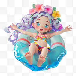 夏季可爱的小女孩游泳圈设计