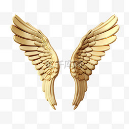 翅膀图片_金色翅膀元素立体免抠图案