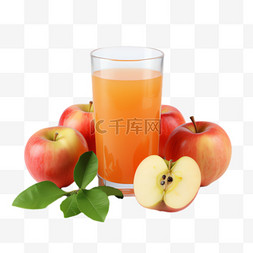 苹果果汁元素立体免抠图案