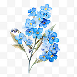 哥特风图案图片_蓝色小花元素立体免抠图案