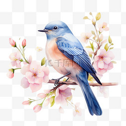 蓝色小鸟图片_蓝色小鸟元素立体免抠图案