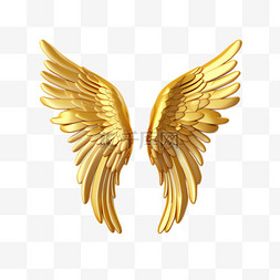 金色图片_金色翅膀元素立体免抠图案