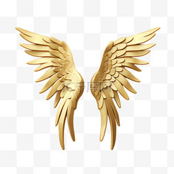 金色翅膀元素立体免抠图案