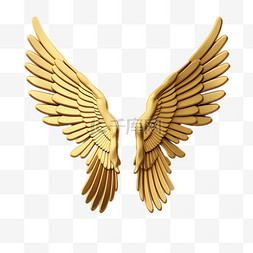 金色翅膀元素立体免抠图案