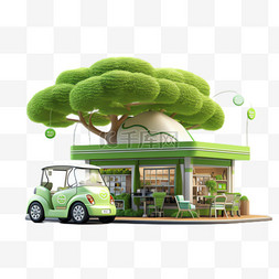 绿色商店元素立体免抠图案