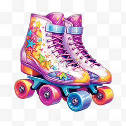 彩色溜冰鞋元素立体免抠图案
