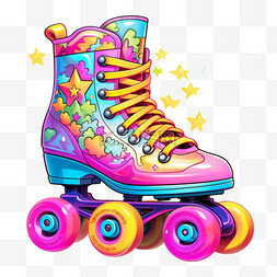 溜冰鞋png图片_彩色溜冰鞋元素立体免抠图案