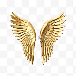 立体金色翅膀图片_金色翅膀元素立体免抠图案
