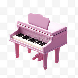 粉色钢琴元素立体免抠图案