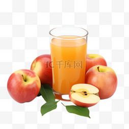 苹果果汁元素立体免抠图案