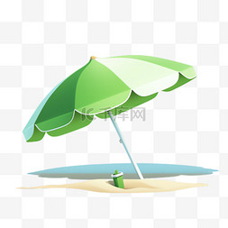 绿色大伞元素立体免抠图案