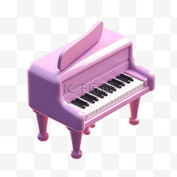 粉色钢琴元素立体免抠图案