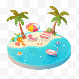 夏日主题素材沙滩椰子树卡通