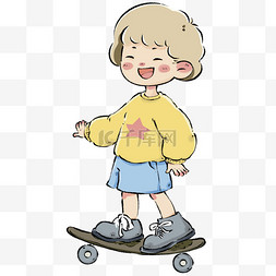 滑板男孩卡通图片_61儿童节卡通滑板人物素材