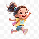 奔跑跳跃活力女孩3D人物图片