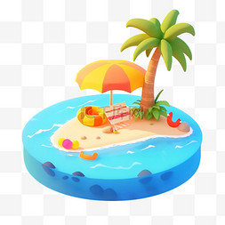 夏日沙滩椰子树图片_夏日主题素材沙滩椰子树卡通