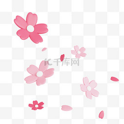 粉色花瓣飘落图片_3D立体飘落花元素